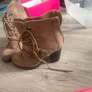 Brown Lace-Up Ankle Boots